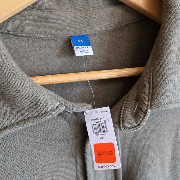 Old Navy Fleece Tunic Shacket Button Down NWT Stone Wall Green 4X Top Shirt - Picture 5 of 5